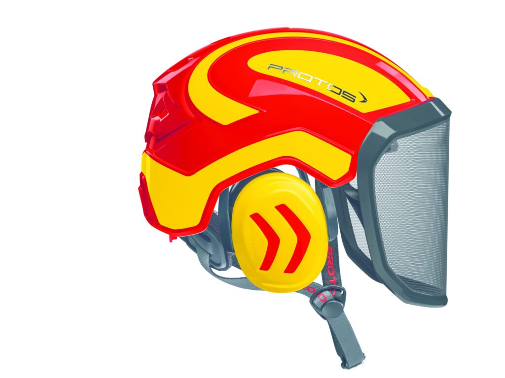 Helmet Protos® Integral Climber from Arbor, G16 visor, red-neon yellow