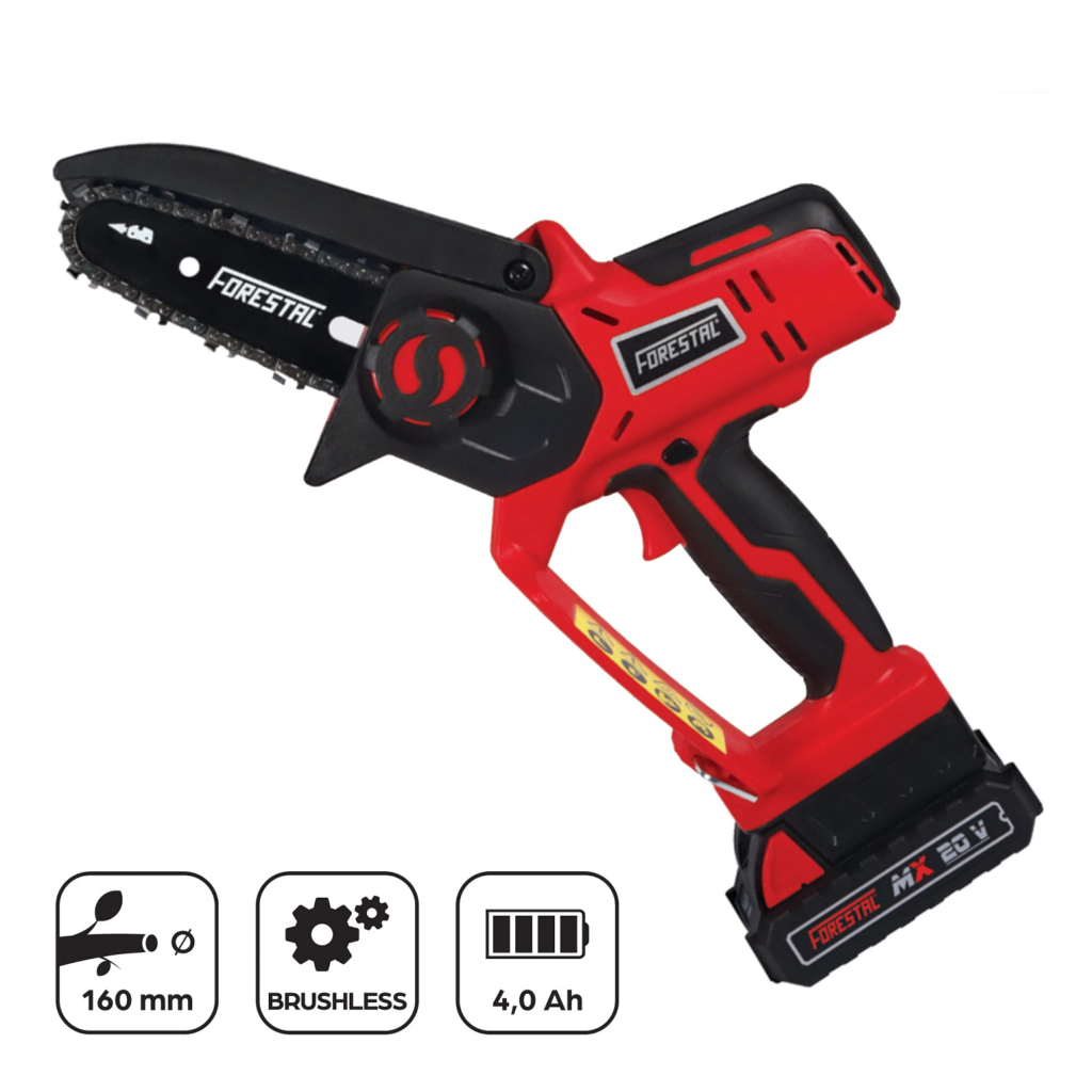 Cordless saw / branch saw / mini chainsaw Forestal FOR20V 2,0Ah, 20V, 1,6kg, 4″ 10cm plate, 1/4″ 1,1 mm