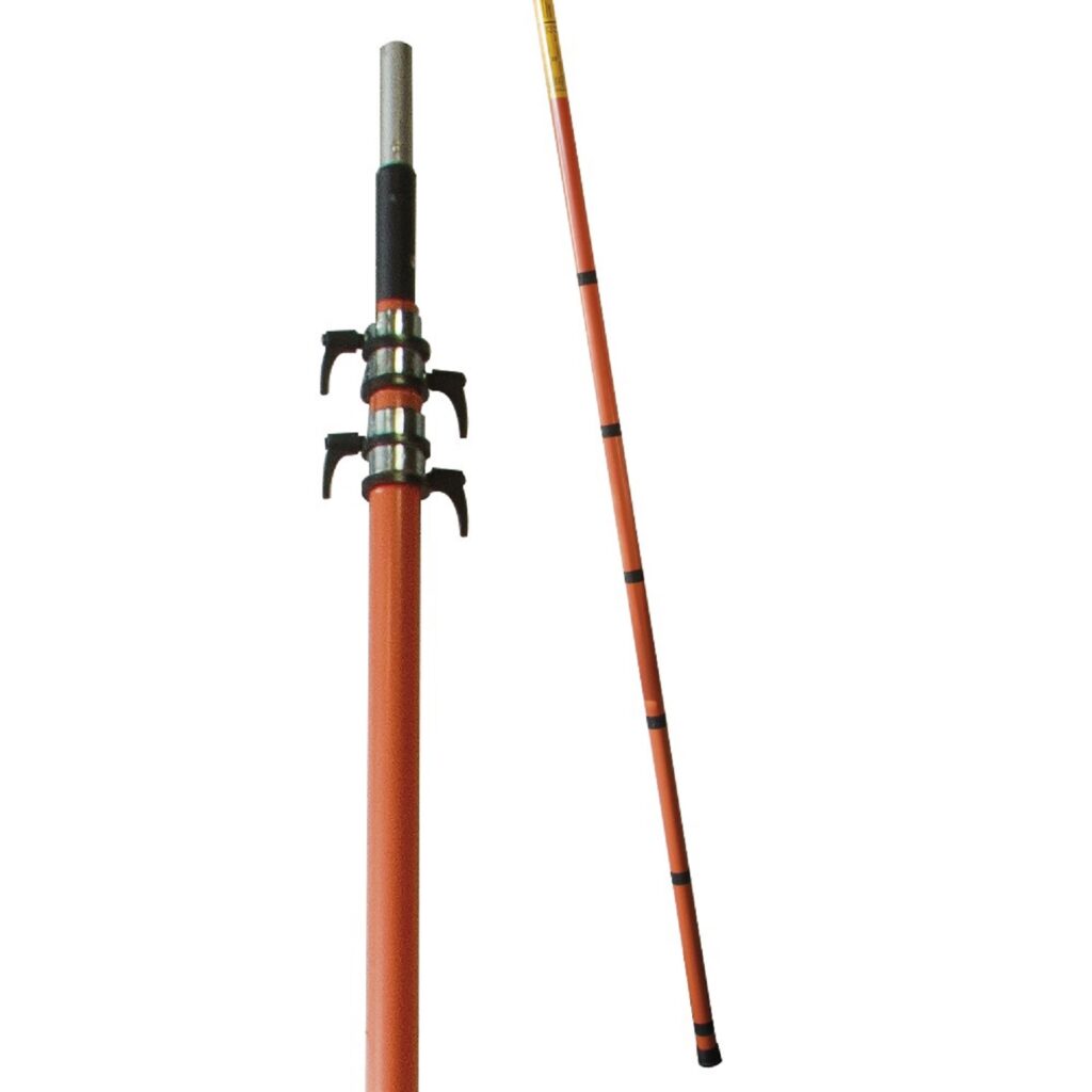 Teleskoopvars 14,2m elektriliinide puhastamiseks, kinnisena 5,35m 3-s osas, Branchsaw