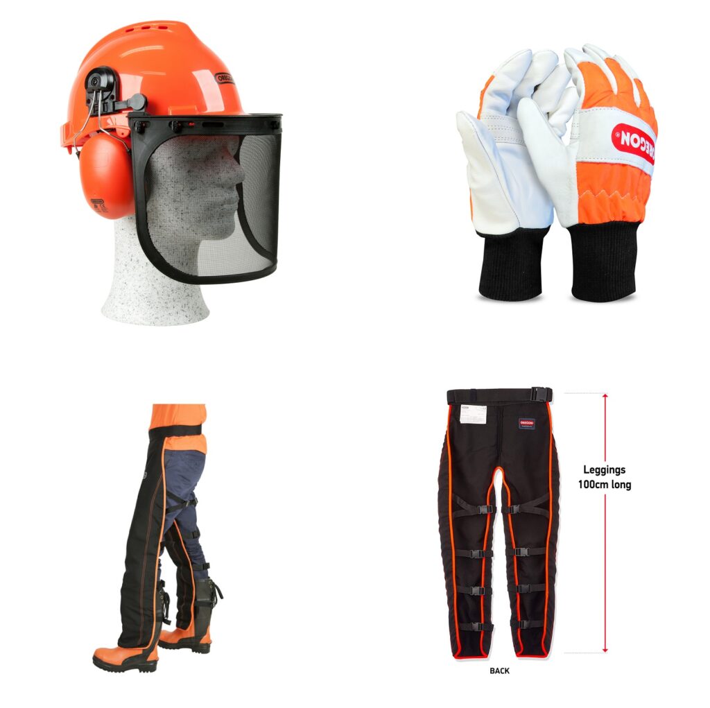 Safety set Oregon, gloves+leggings+helmet